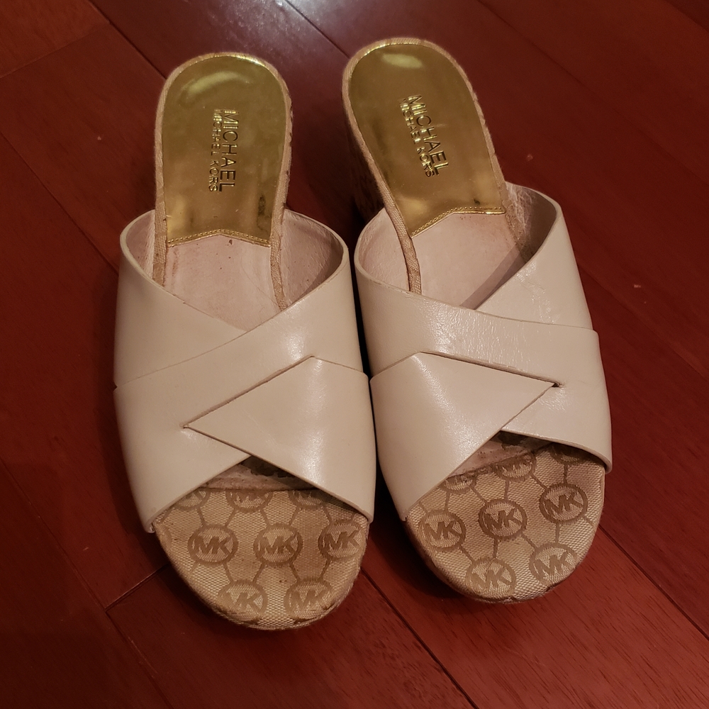 Michael Kors Cream Crossover Mules
